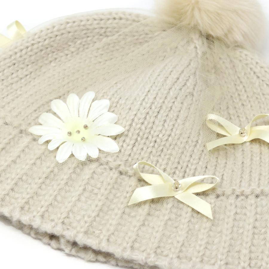 Barairo no Boushi ニット帽 レディース 帽子 チュール ポンポン