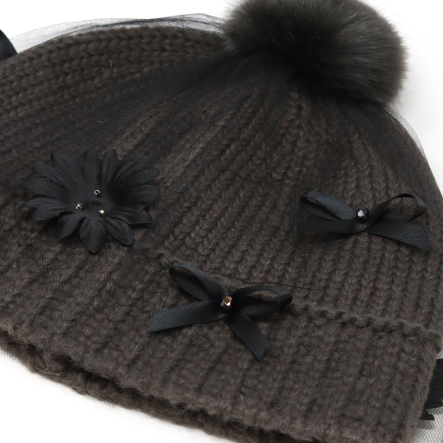 Barairo no Boushi ニット帽 レディース 帽子 チュール ポンポン