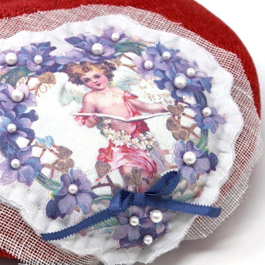 お*ん様 CA4LA バラ色の帽子 キャトルフルールベレー　花　刺繍 Barairo no Boushi ベレー帽 レディース アンティークモチーフ