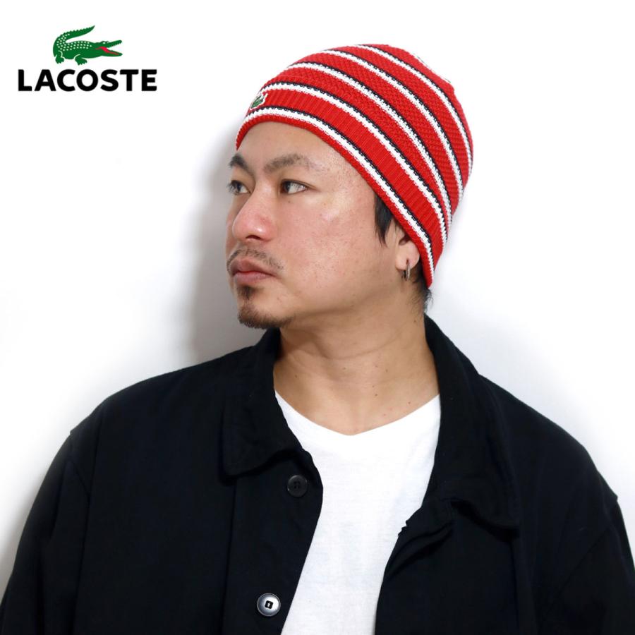 ニット帽 春 夏 ラコステ ボーダー柄 ニット メンズ レディース 綿 カシミヤ 赤 レッド L1047 021 Elehelm帽子通販専門店 通販 Yahoo ショッピング