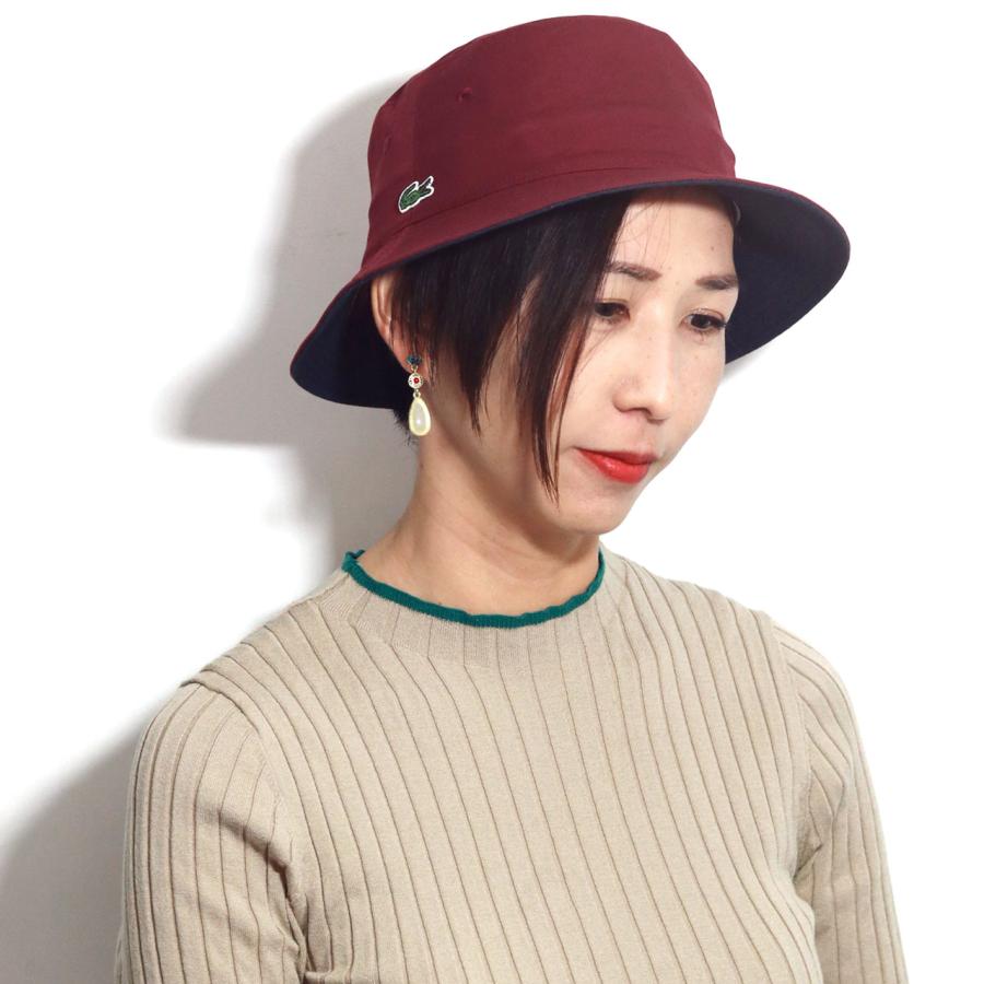 ラコステ ブラック リバーシブル仕様 バケットハット 58cm LACOSTE（ラコステ） バケットハット メンズ リバーシブル