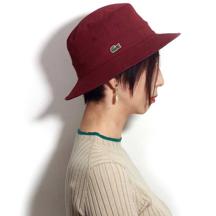 LACOSTE ピンク バケットハット 新品　ラコステ　帽子 LACOSTE（ラコステ） バケットハット メンズ リバーシブル