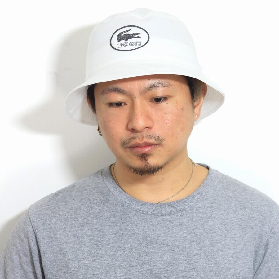 バケットハット ブランド ラコステ ハット メンズ 帽子 レディース サファリハット 綿100 Hat コットン ワッペン 白 ホワイト L1136 001 Elehelm帽子通販専門店 通販 Yahoo ショッピング