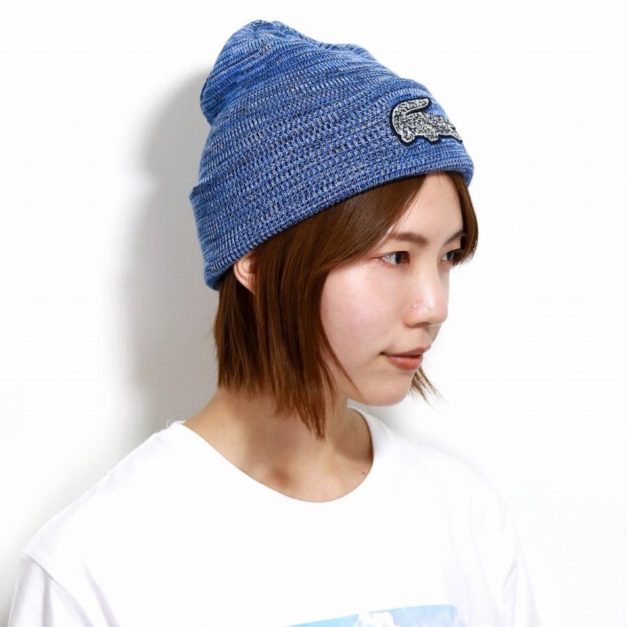 LACOSTE（ラコステ） ニット帽子 メンズ BIG ワニワッペン 二重素材