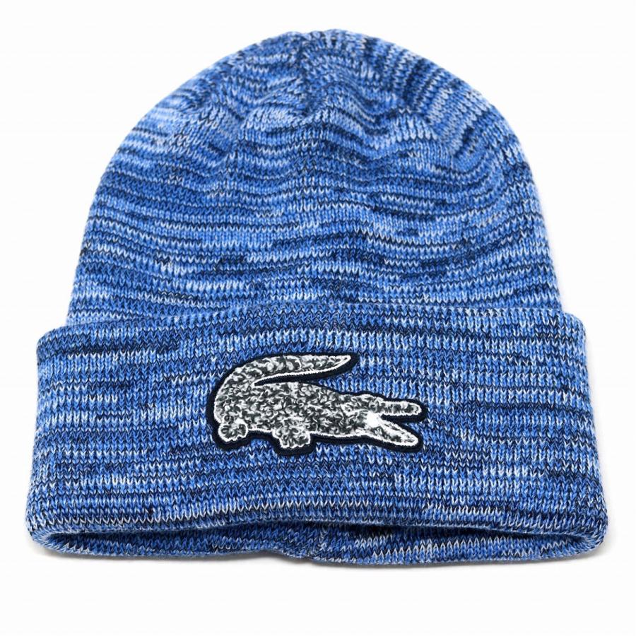 LACOSTE（ラコステ） ニット帽子 メンズ BIG ワニワッペン 二重素材