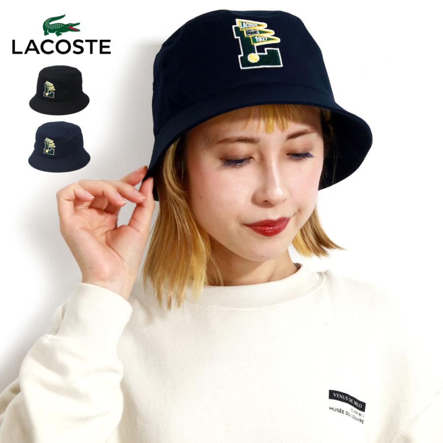 バケットハット メンズ ブランド ラコステ Lacoste 帽子 ユニセックス サイズ調節可能 綿100 ツイル テニス 黒 紺 ブラック ネイビー L16 Elehelm帽子通販専門店 通販 Yahoo ショッピング