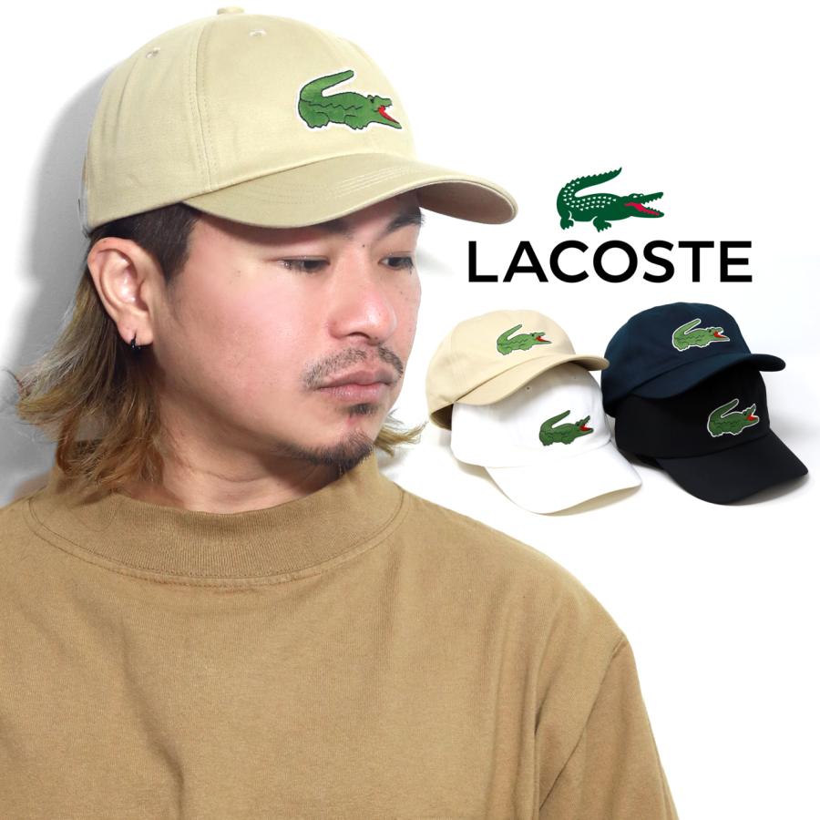 LACOSTE コットンキャップ 帽子 レディース メンズ ビッグロゴ