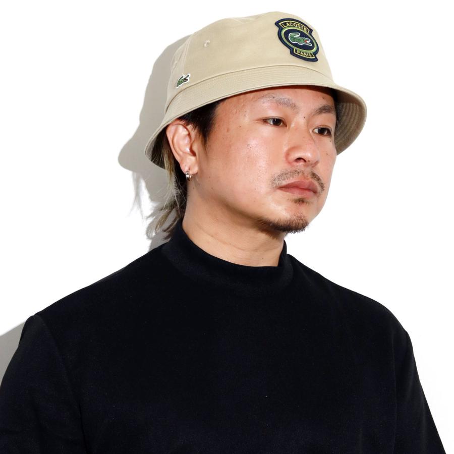 【新品未使用】LACOSTE バケットハット ブラック LACOSTE バケットハット 帽子 春夏 プリント メンズ バケハ