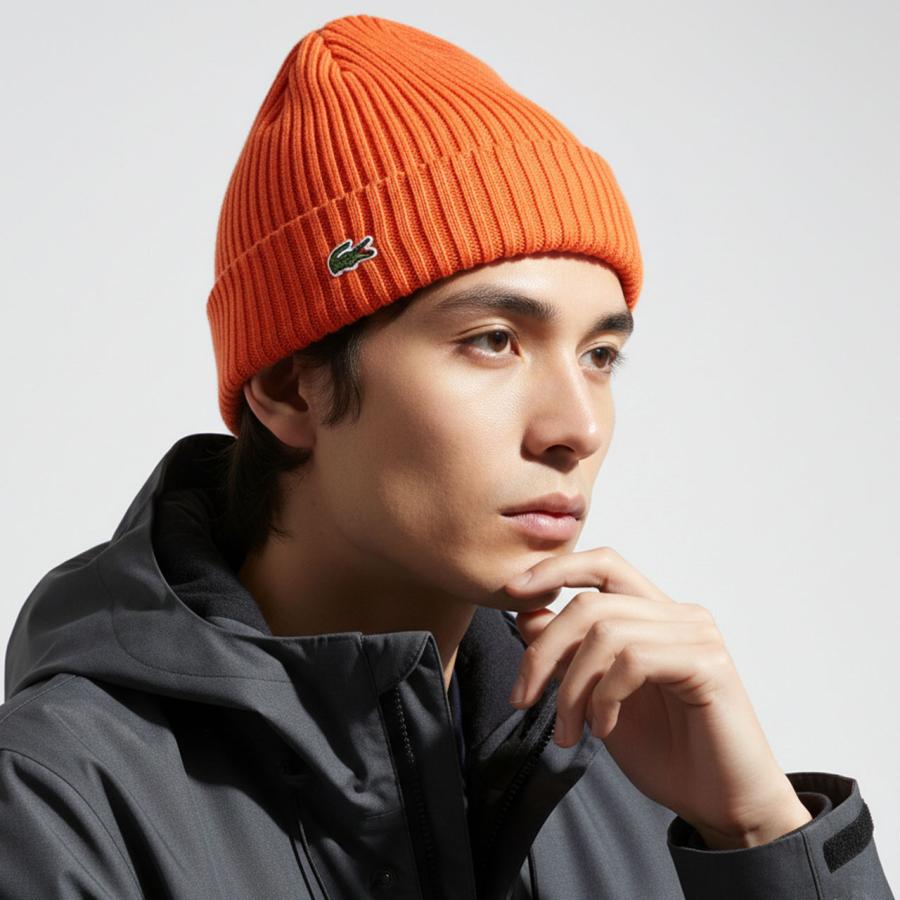 LACOSTE（ラコステ） ウール ニット帽 メンズ ビーニー リブニット