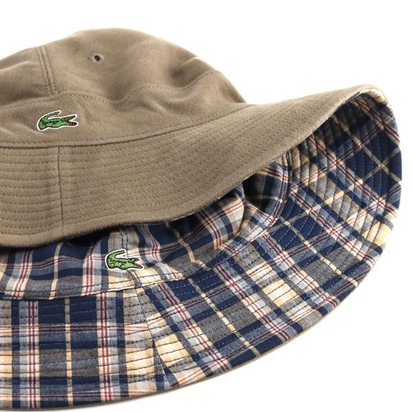 LACOSTE リバーシブル サハリハット チェック 秋冬 ラコステ メンズ 帽子 レディース ハット カジュアル ベージュ｜elehelm-hatstore｜06