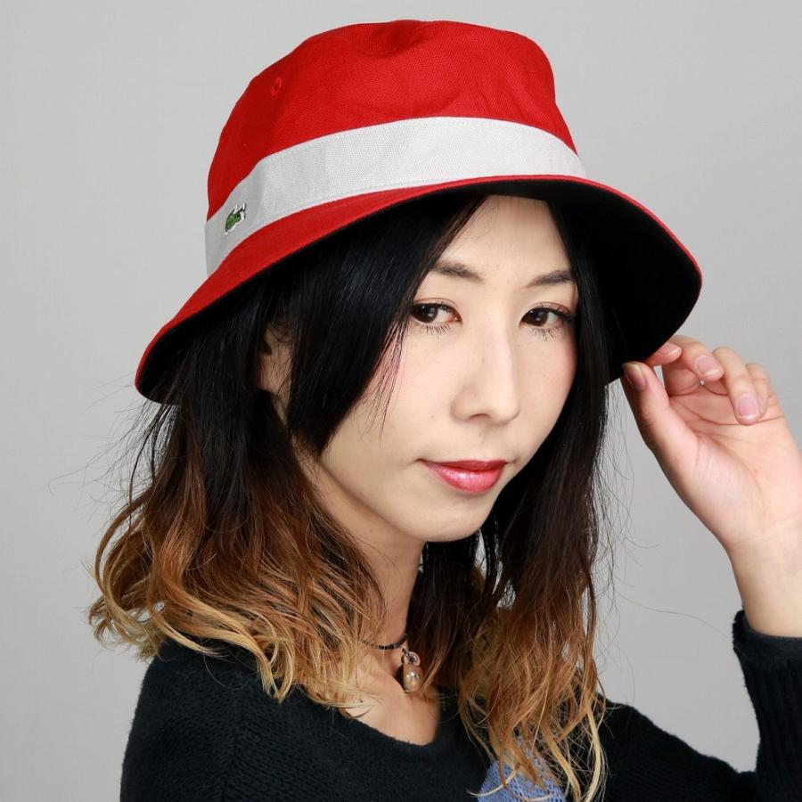 帽子 ハット メンズ バケットハット レディース サファリハット ラコステ リバーシブル アウトドア 赤 レッド カラー 021 Smarttec Kz