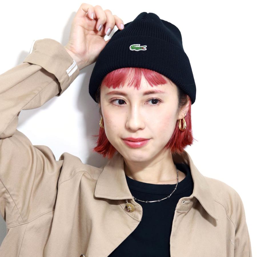 LACOSTE（ラコステ） ニット帽 メンズ ワニワッペン 毛100 帽子 秋冬