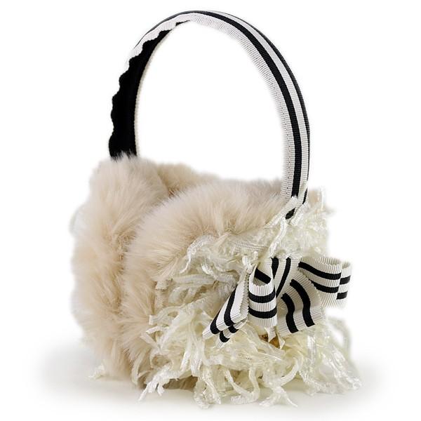 バラ色の帽子　リボンイヤマフ　Beige Barairo no Boushi バラ色の帽子 耳あて ファー 日本製 16AW リボン