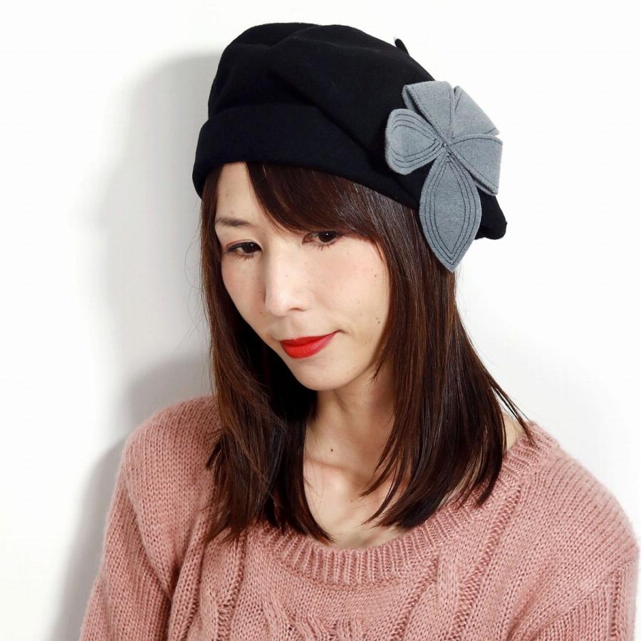 LAULHERE ローレール ベレー帽 黒 レディース リボン ベレー LAULHERE ローレール ベレー帽 黒 レディース リボン ベレー