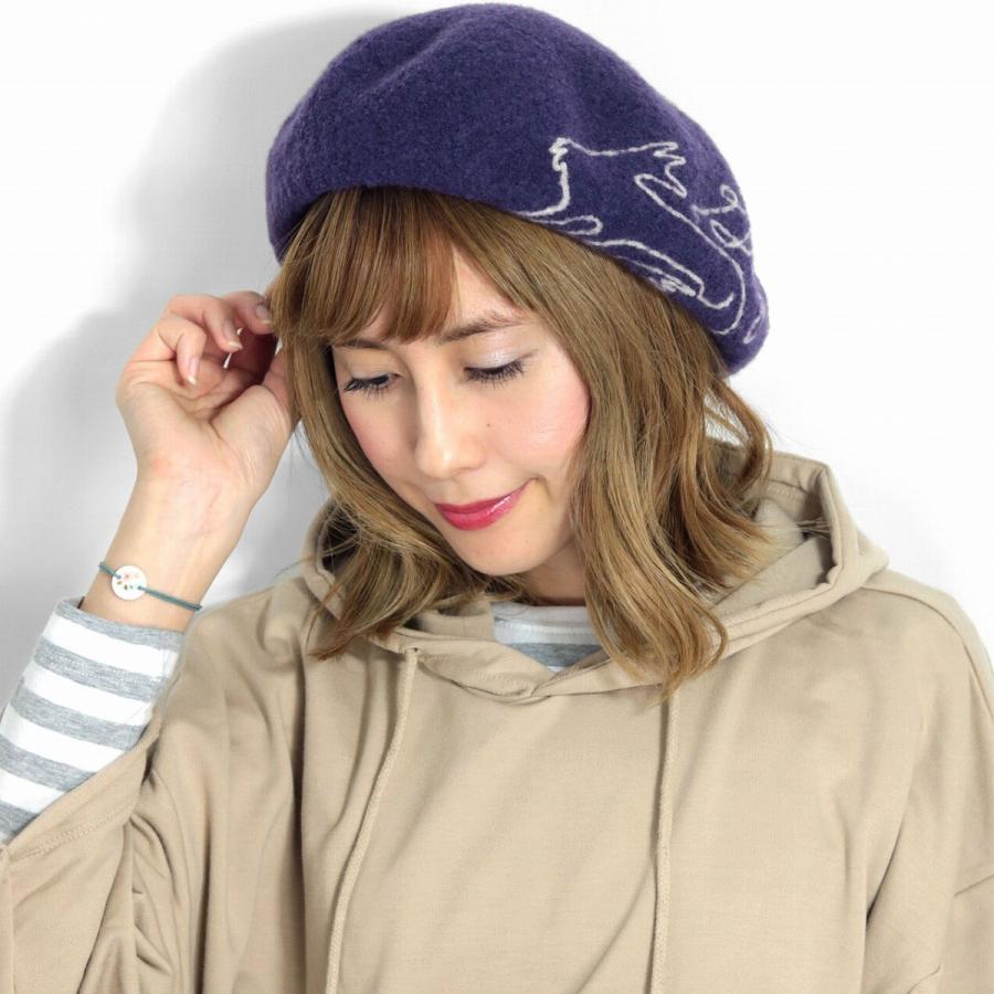 予約販売品 きつね バスクベレー帽 ママコーデ ベリー Piece De Lucile ベレー帽 レディース ソフト ナイロン ピエスドリュシル 秋冬 パープル お気にいる Kwsrbd Com