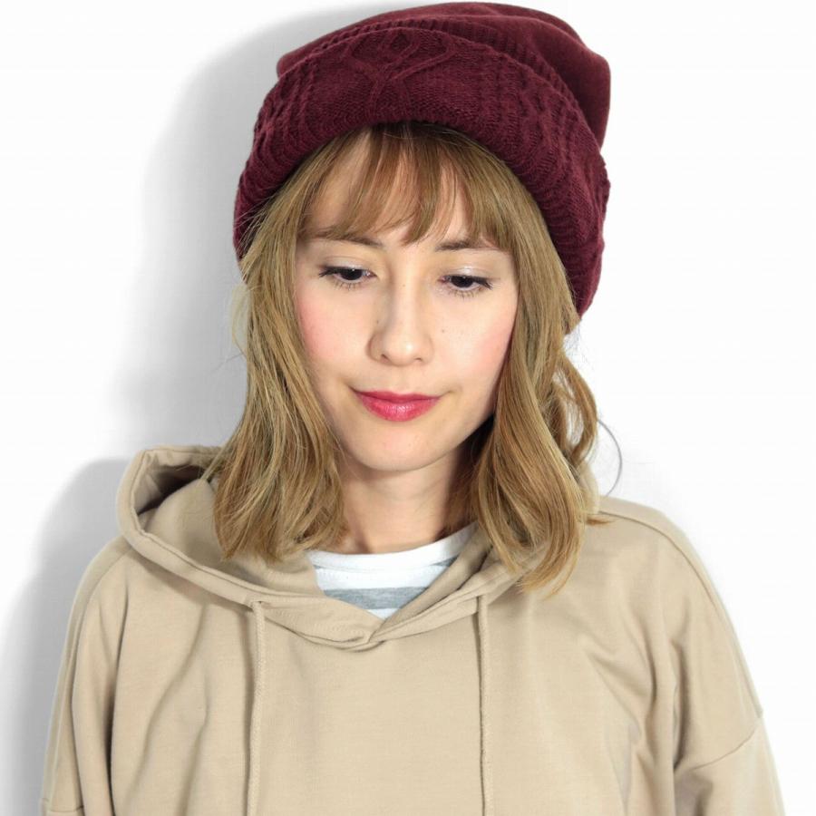 ワッチ piece de lucile 保温 ニットキャップ レディース 折りたためる