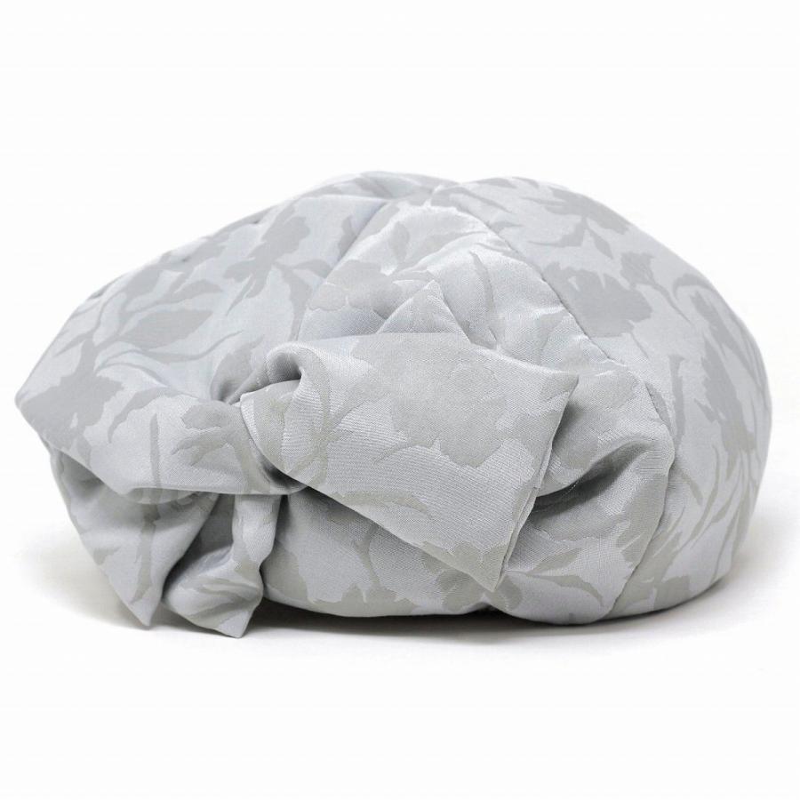 ベレー帽 レディース リブ編み 草花 ジャガード素材 ビッグリボン