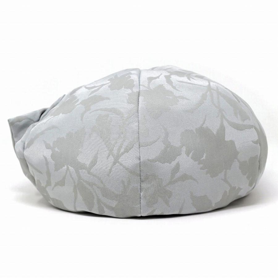 ベレー帽 レディース リブ編み 草花 ジャガード素材 ビッグリボン