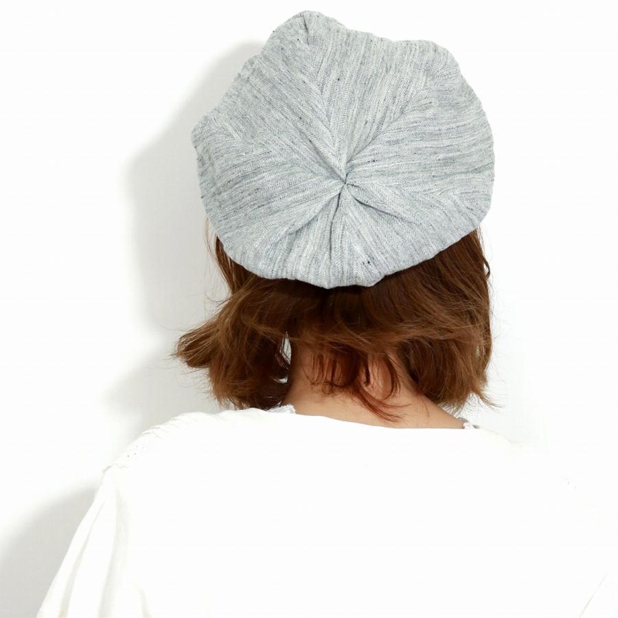 ベレー帽 レディース piece de lucile 綾織り 洗い加工 knob リネン