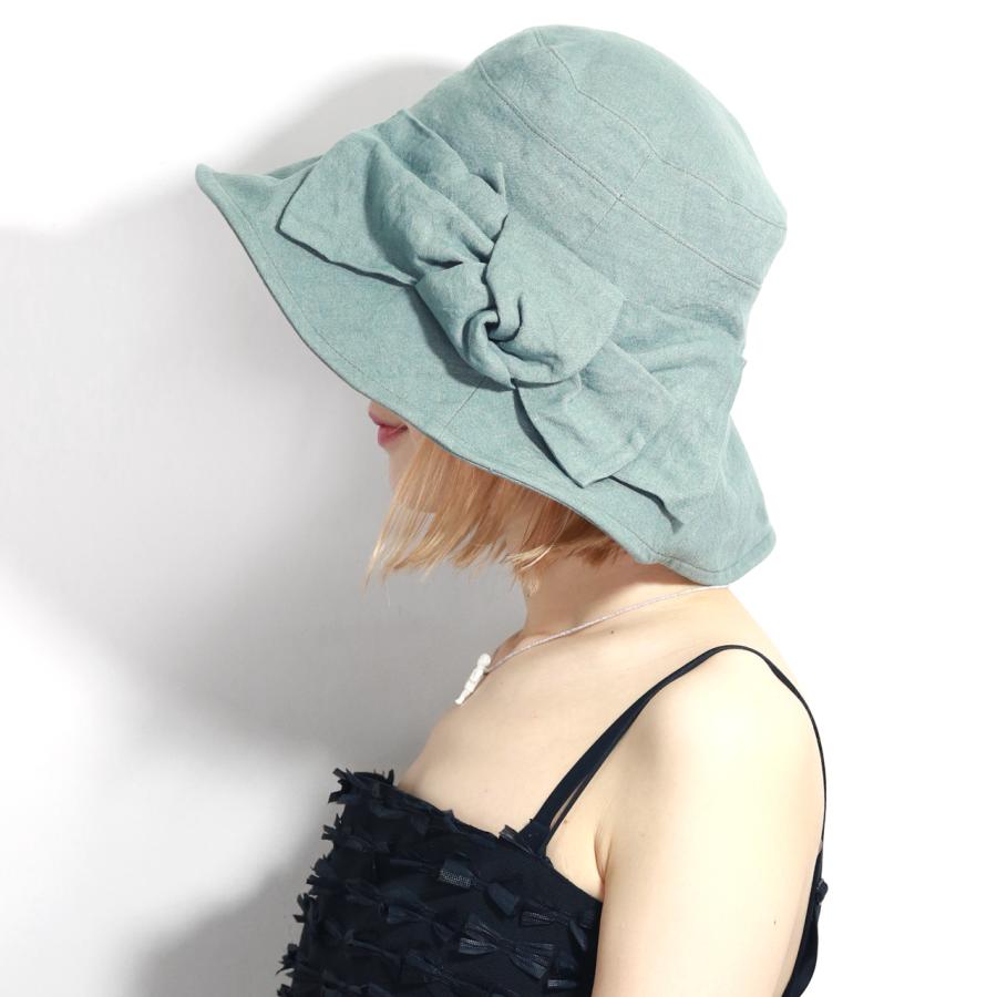 リボン リネンハット 手染め ナチュラル 夏 春 紫外線対策