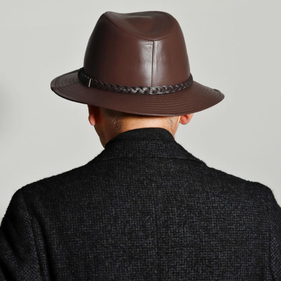 MARONE（マローネ） ハット ラムレザー 中折れ帽子 レザーハット 羊革