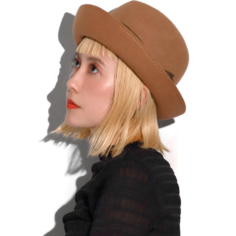 MAISON MICHEL  メゾンミッシェル フェルト中折れハット ブラウン メゾンミッシェル MAISON MICHEL ハット カンカン帽 帽子 S