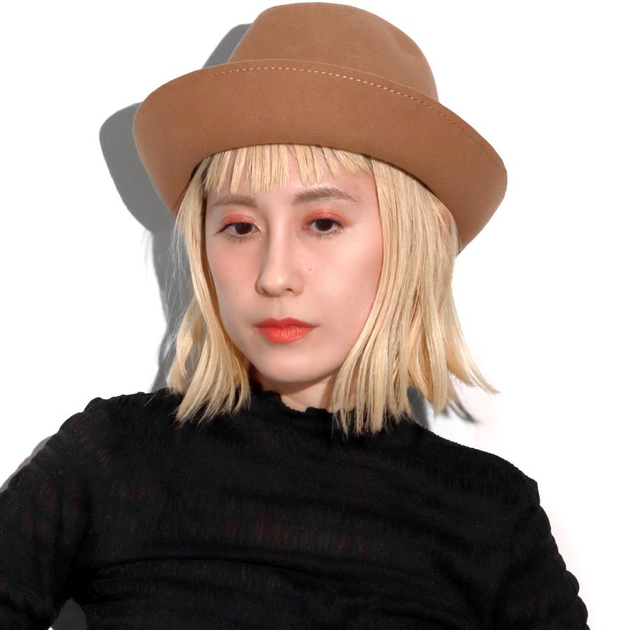 極美品◇エルメス ウール ハット 中折れハット ヘリンボーン織り ネイビー系 Borsalino 中折れ フェルトハット 兎毛 ダークネイビー 59