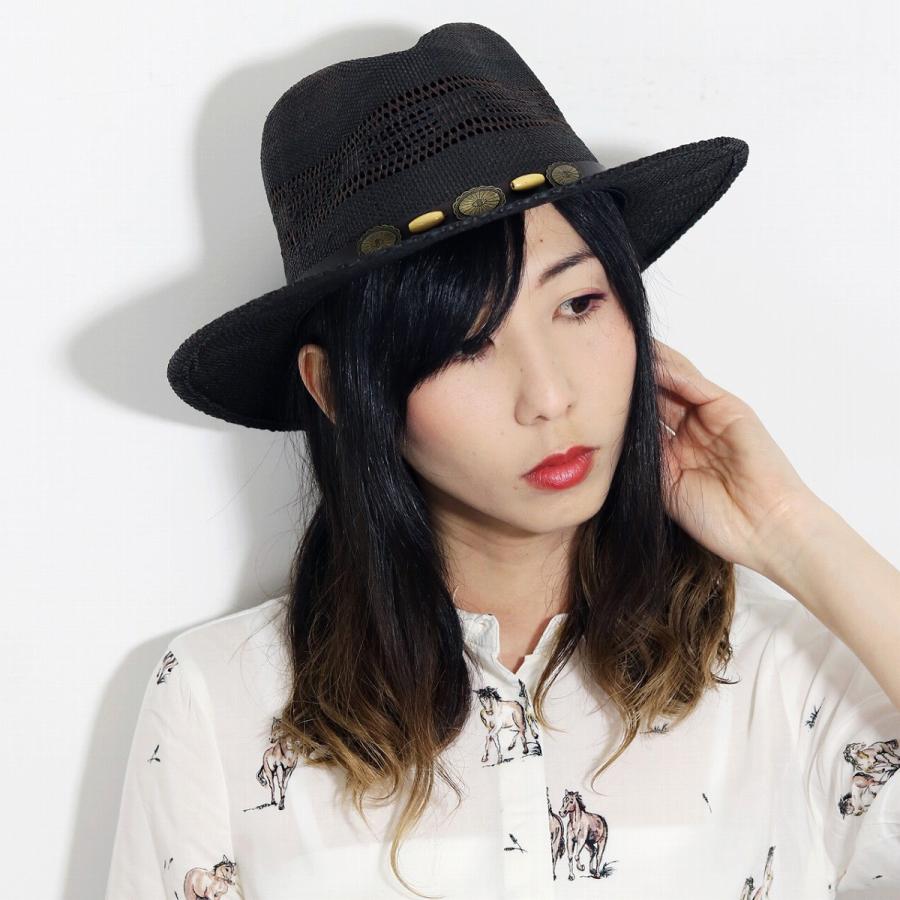 スカラ ウエスタン ハット コンチョ Scala Western ストロー 春夏 麦わら 帽子 メンズ レディース ドーフマン Dorfman Pacific 黒 ブラック Sagaretxe Net