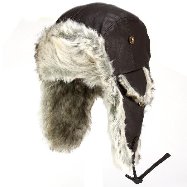 飛行帽 ロシア帽 防寒 パイロット フェイクレザー キャップ DORFMAN PACIFIC ドーフマンパシフィック 茶 ブラウン