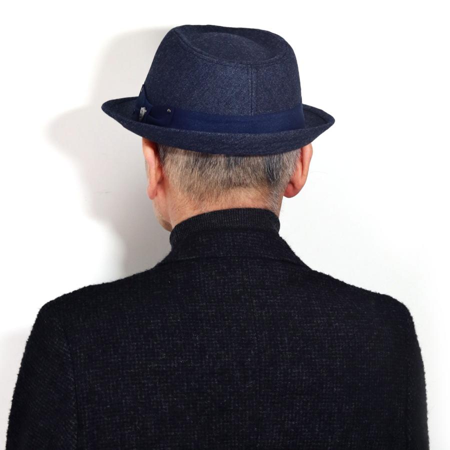 極美品◇エルメス ウール ハット 中折れハット ヘリンボーン織り ネイビー系 極美品◇エルメス ウール ハット 中折れハット ヘリンボーン織り