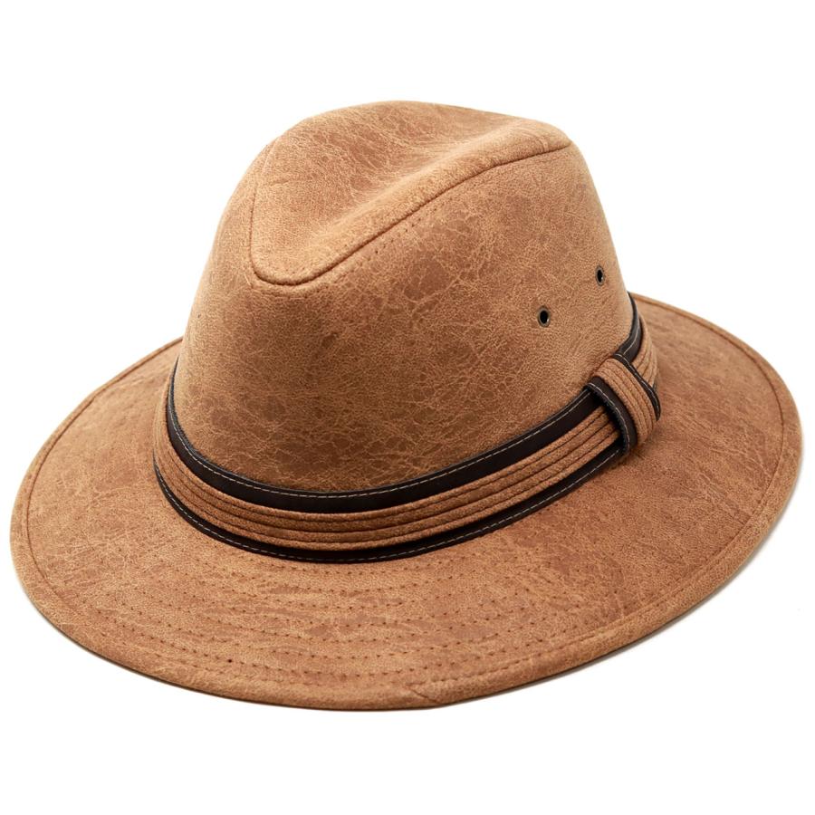 サファリハット レザー つば広 帽子 メンズ ウエスタン ハット BBQ