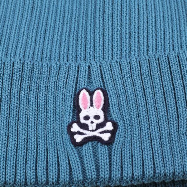 カントリードールバニーちゃん(ミニバニー付きブルーニット帽子) Psycho Bunny（サイコバニー） ニット帽 ゴルフ ブランド レディース