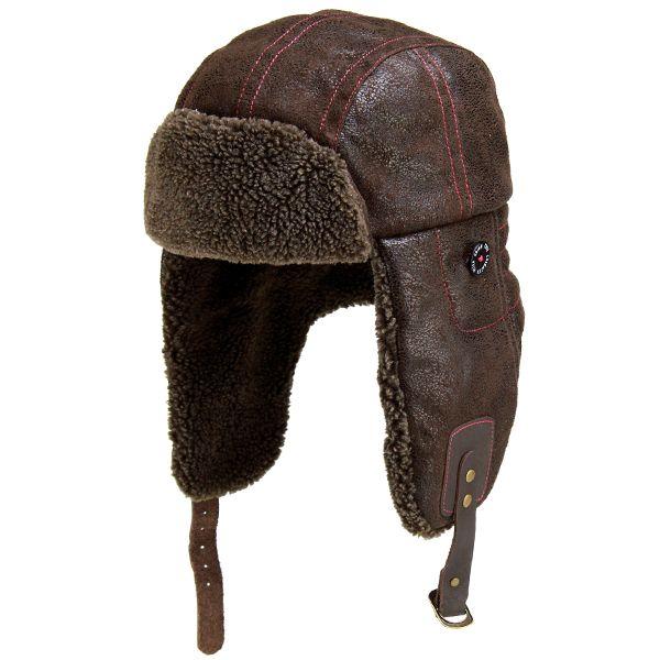 フライトキャップ 帽子 飛行帽 トラッパー ミリタリー アンティークレザー調 防寒 ピーターグリム pgk2073 VECTOR ブラウン