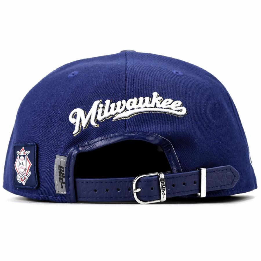 ミルウォーキーブリュワーズ ロゴ 刺繍 キャップ プロスタンダード 野球帽 メンズ レディース 帽子 Pro Standard MLB Milwaukee Brewers Logo cap 紺 ネイビー｜elehelm-hatstore｜04