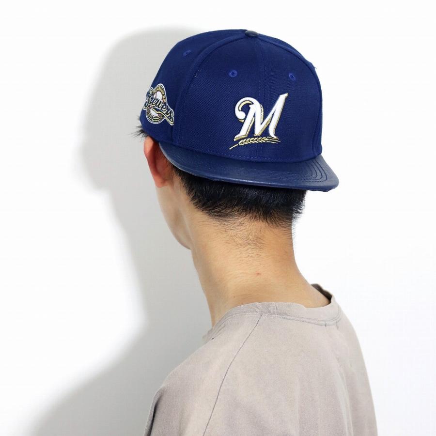 ミルウォーキーブリュワーズ ロゴ 刺繍 キャップ プロスタンダード 野球帽 メンズ レディース 帽子 Pro Standard MLB Milwaukee Brewers Logo cap 紺 ネイビー｜elehelm-hatstore｜10