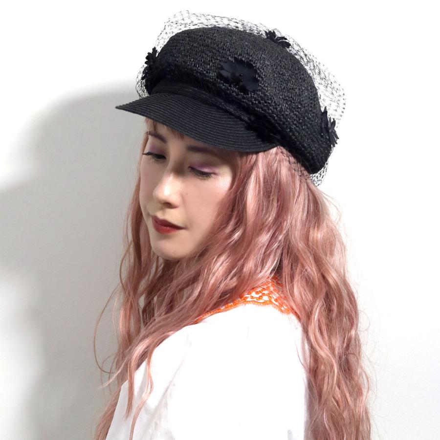 Barairo no Boushi 帽子 春夏 レディース 黒花ベール