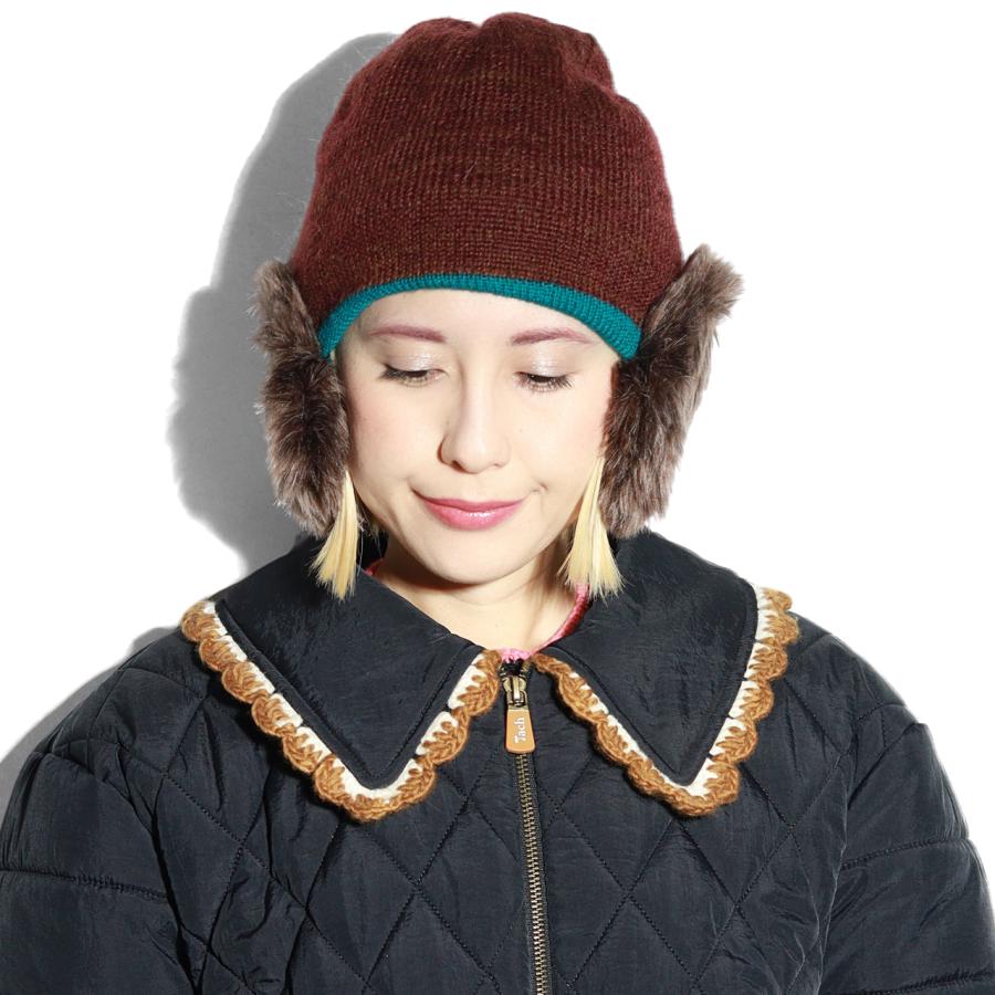 Barairo no Boushi ニット帽 レディース 可愛い 秋冬 イヤマフ ファー