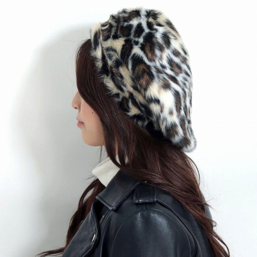 ファー ベレー帽 レオパード レディース 帽子 アニマル柄 ロシア帽