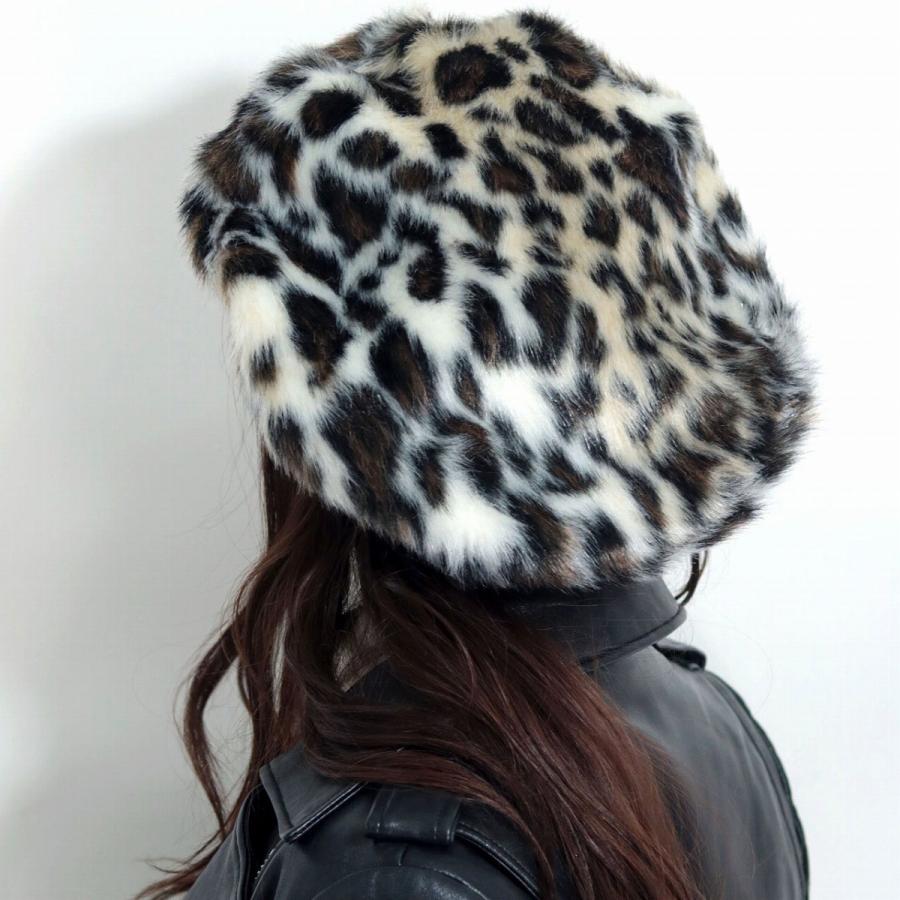 ファー ベレー帽 レオパード レディース 帽子 アニマル柄 ロシア帽