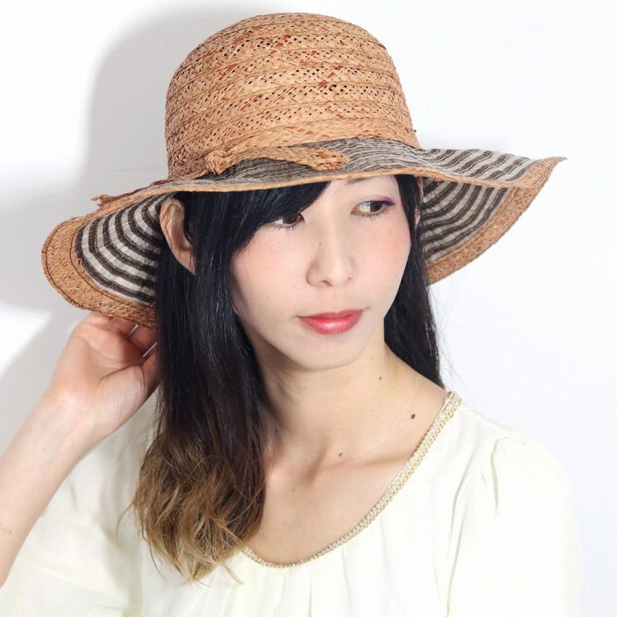 レディース 大きめ 帽子 ストローハット ROBERTidea リネン イタリア製