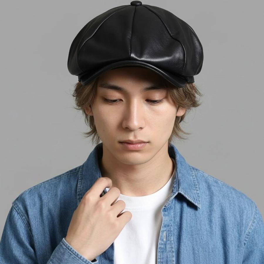 ReqHatter（レックハッター） キャスケット ラムレザー 本革 メンズ