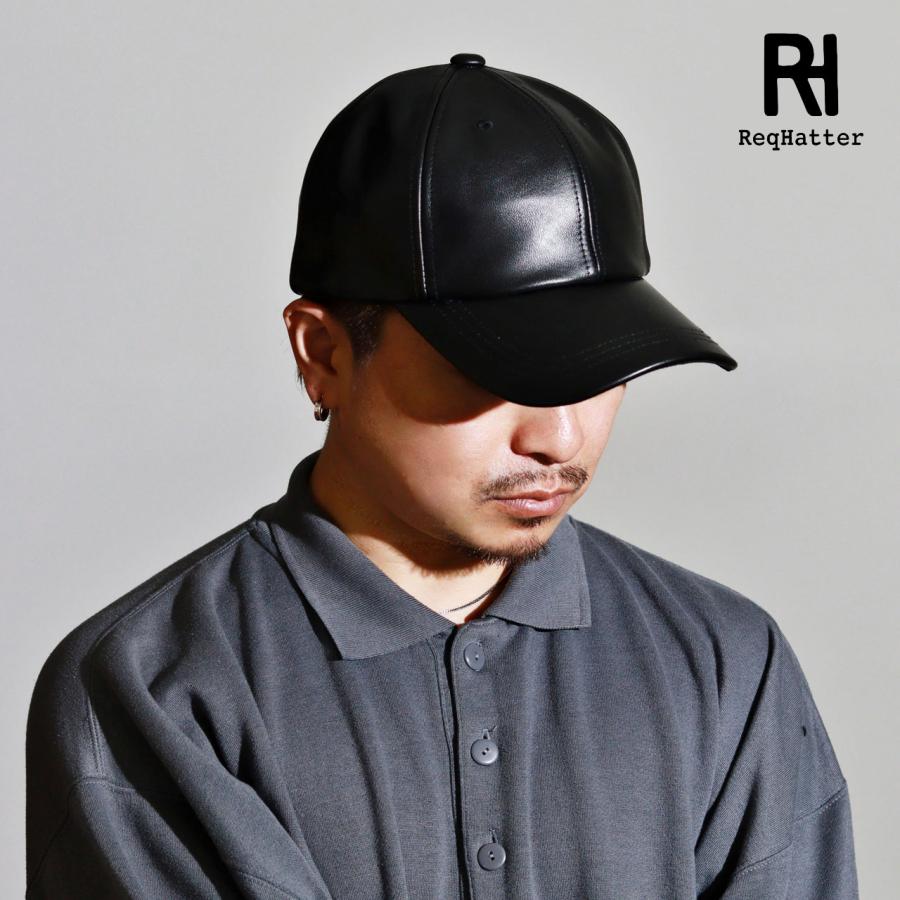 ReqHatter（レックハッター） レザーキャップ 黒 革キャップ 帽子 羊革
