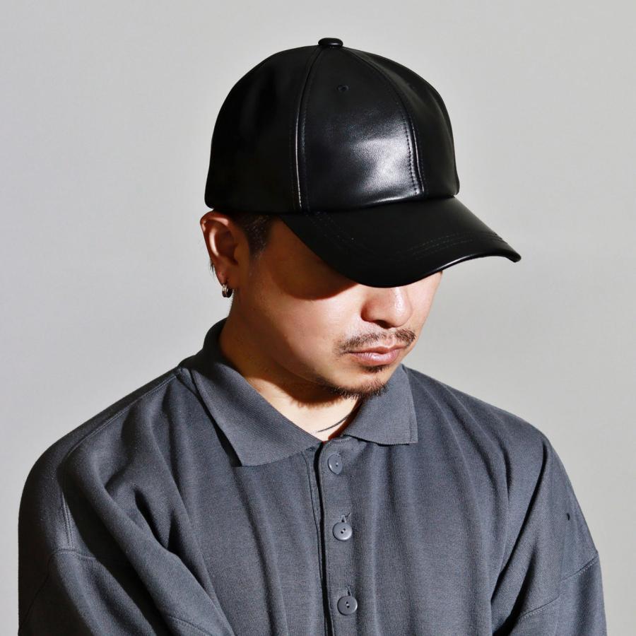 ReqHatter（レックハッター） レザーキャップ 黒 革キャップ 帽子 羊革