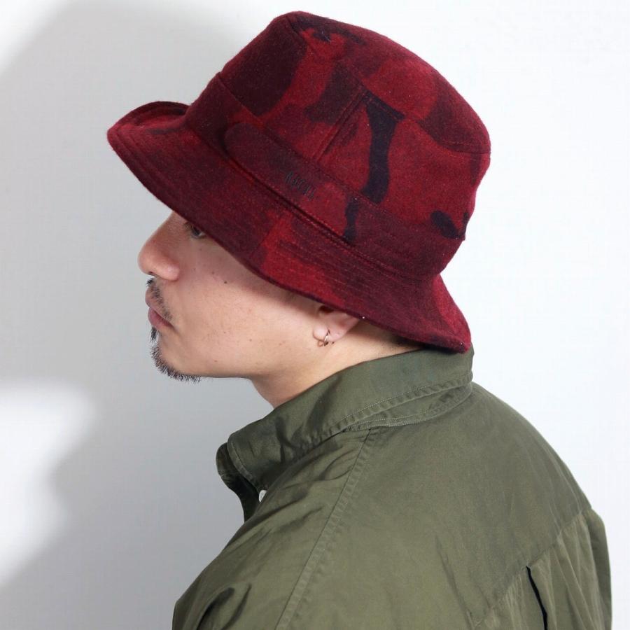 Racal ラカル カモ柄 帽子 ハット メンズ 迷彩 カモフラージュ サハリハット ウール フランネル メルトン ワイン RACAL（ラカル） カモ柄 帽子 ハット メンズ 迷彩 カモフラージュ