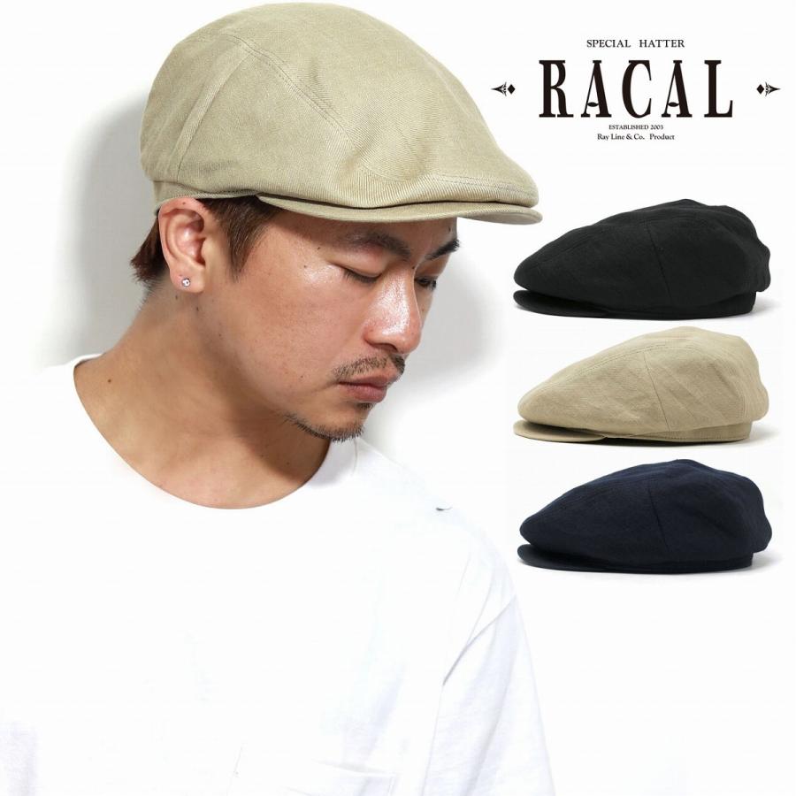 RACAL（ラカル） ハンチング帽 メンズ リネン100% ハンチング帽子 帽子