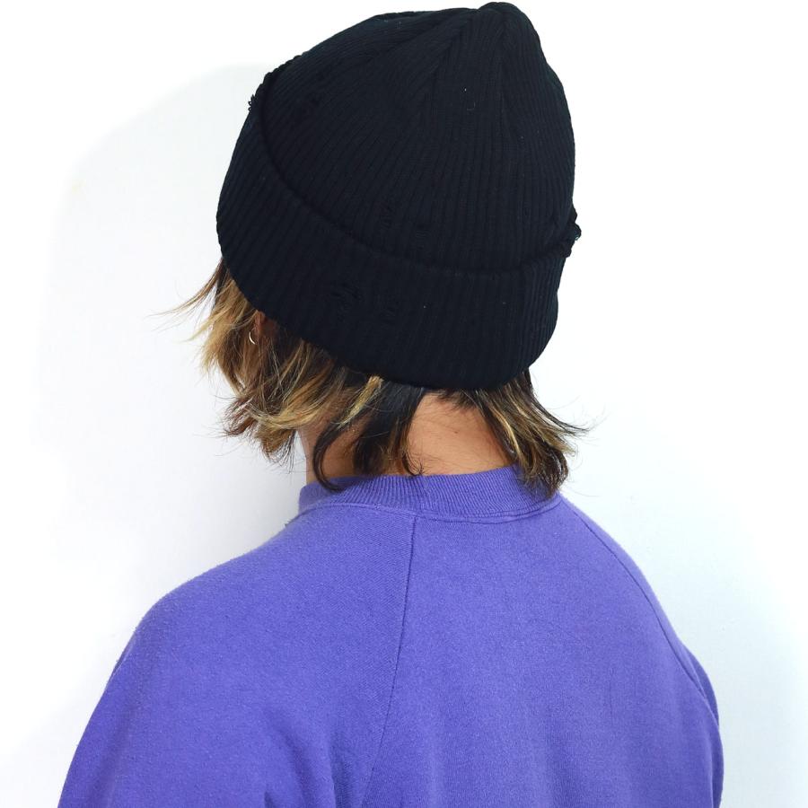 RACAL（ラカル） ワッチ帽 リブニット ダメージ加工 ニット帽 メンズ