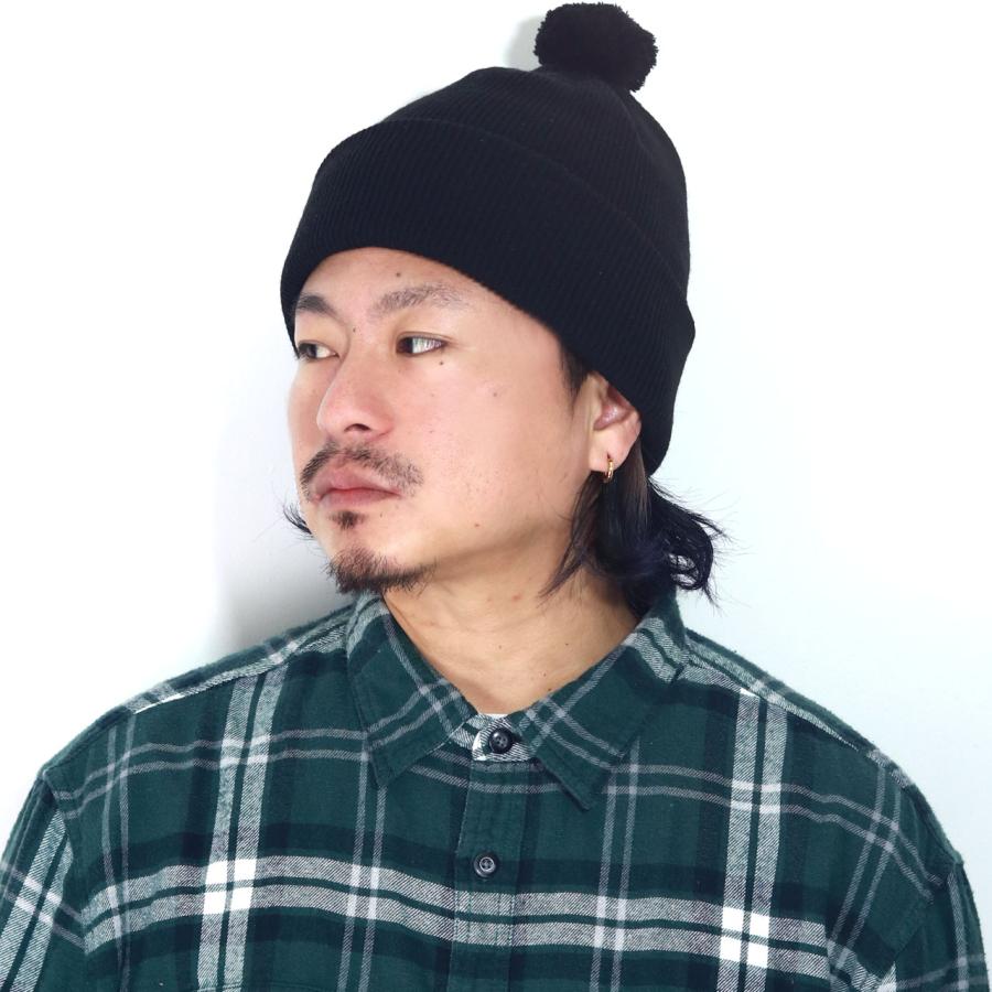 RACAL（ラカル） ポンポン付きニット帽 リブニット 秋冬 ニット帽