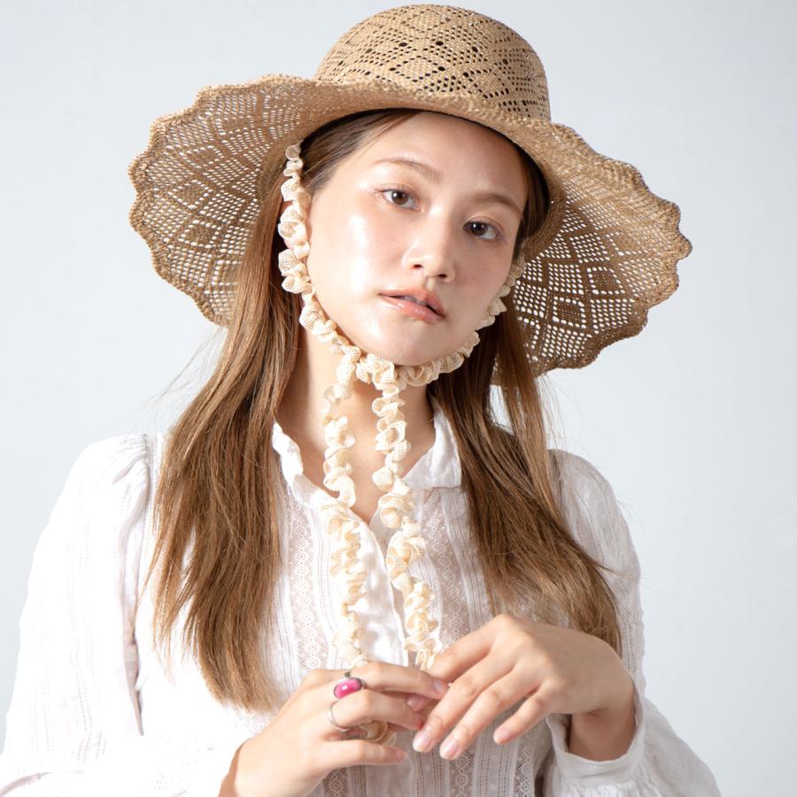 RACAL（ラカル） ハット レディース レース編み 帽子 つば広ハット