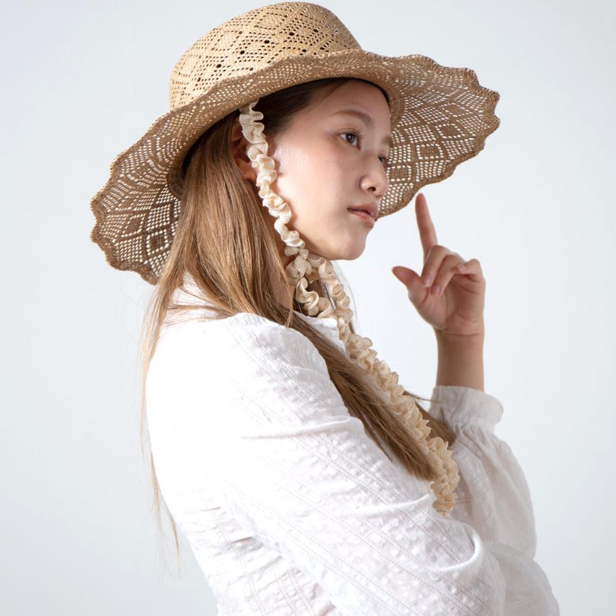 RACAL（ラカル） ハット レディース レース編み 帽子 つば広ハット
