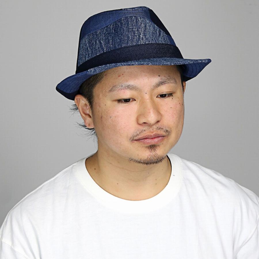 デニム 春夏 パッチワーク RUBEN 中折れ ハット ルーベン 中折れ帽